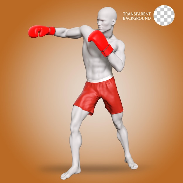 um homem com uma luva de boxe pose isolado ilustração renderizada em 3D