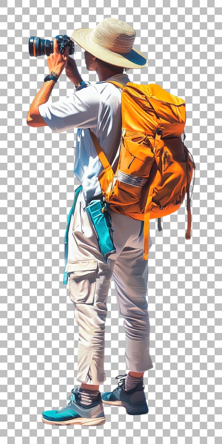 PSD um homem com uma mochila nas costas
