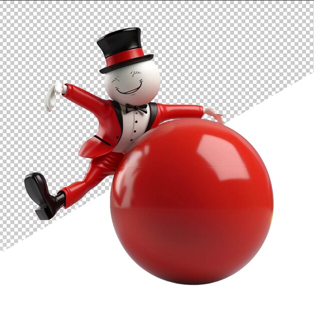 PSD um homem de chapéu é numa bola vermelha.