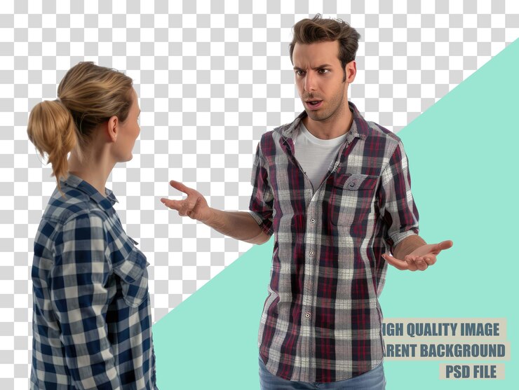 PSD um homem e uma mulher estão a falar um com o outro.