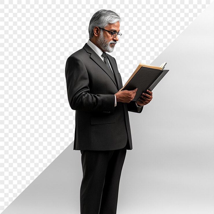 PSD um homem lendo um livro com um livro na mão