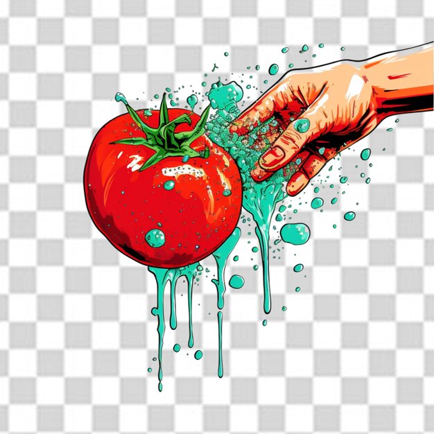 PSD um homem segurando um tomate com splash png