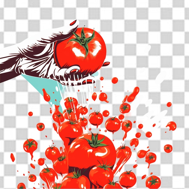 PSD um homem segurando um tomate com splash png