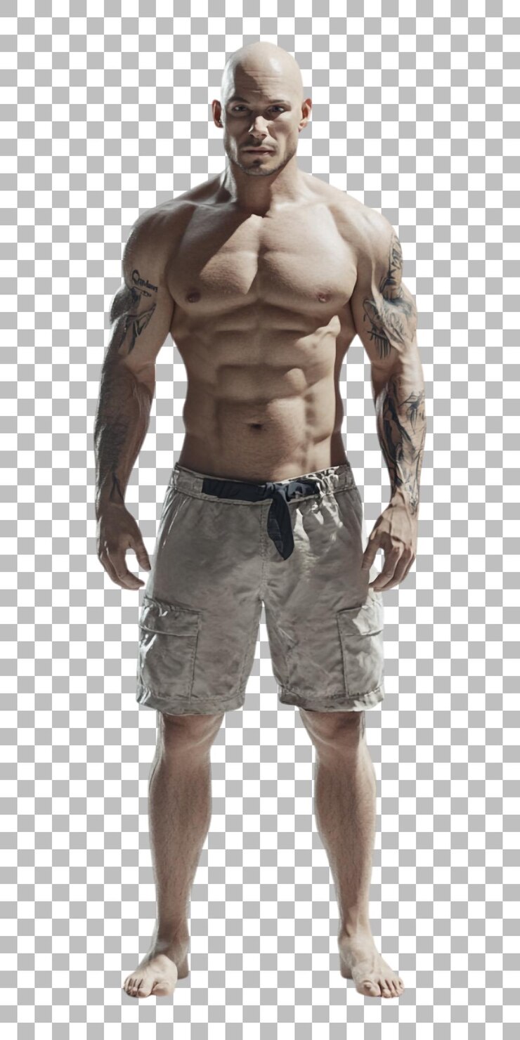 PSD um homem sem camisa.