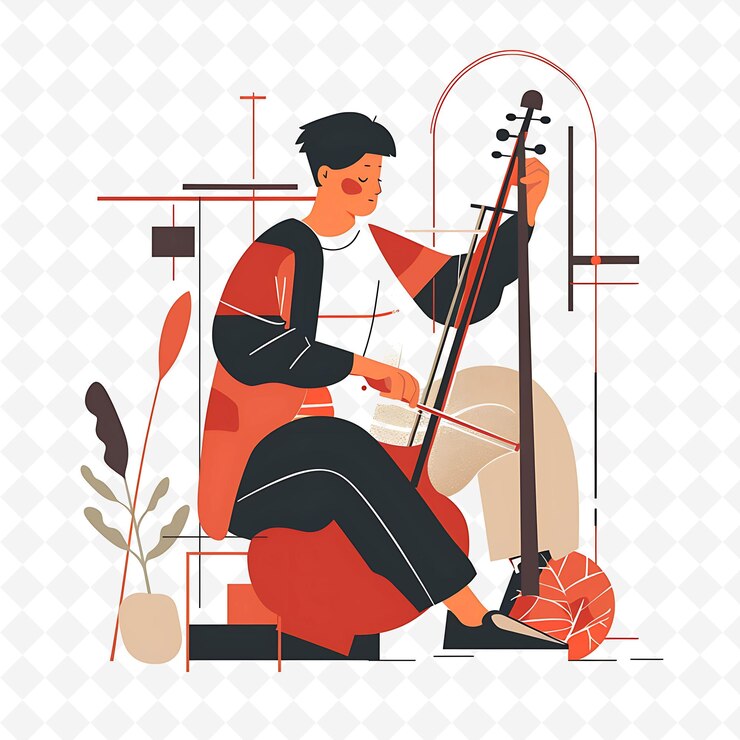 PSD um homem tocando um violino em uma sala com uma foto de um homem tocar um violino