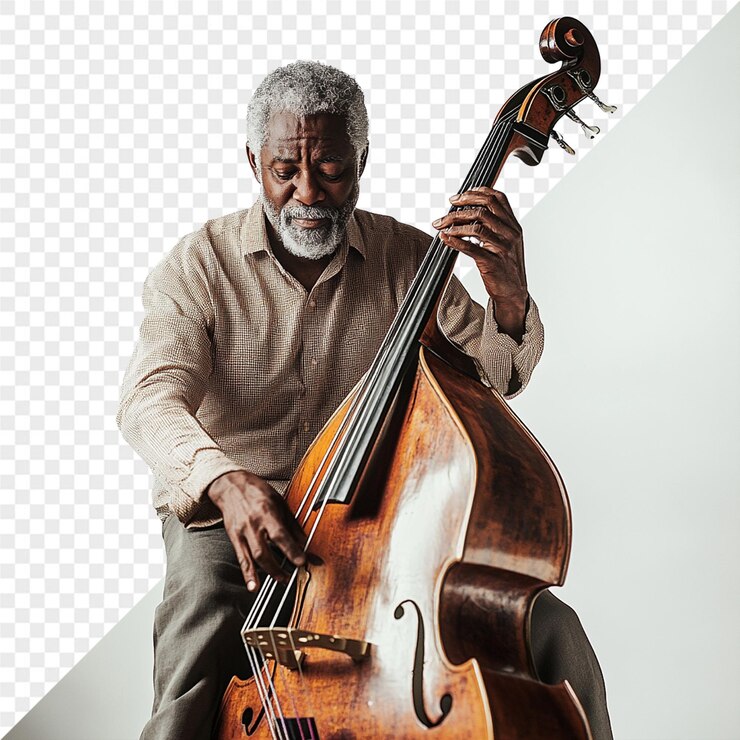 PSD um homem tocando um violoncelo com uma foto de um homem tocar o violoncelo