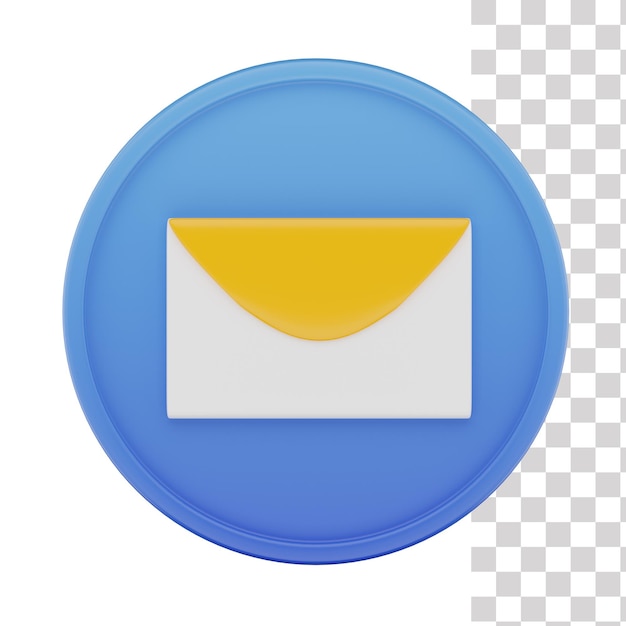 Um ícone azul e branco com um envelope amarelo.