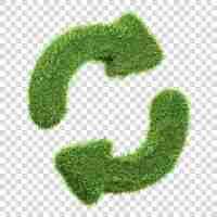 PSD um ícone de atualização ou recarga feito de grama verde isolada em um fundo branco ilustração de renderização 3d