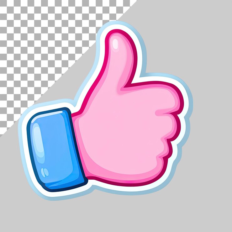PSD um ícone de thumbsup de desenho animado de design simples com fundo branco