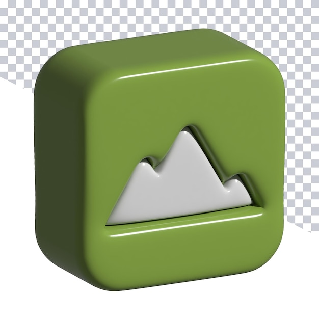 Um ícone quadrado com uma montanha no topo.