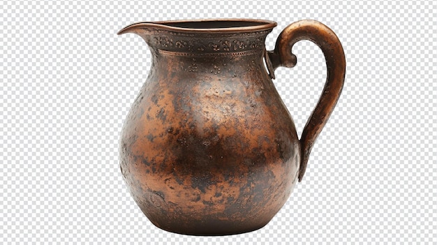Um jarro de metal vintage com bico isolado em um fundo branco perfeito para decoração doméstica e elementos de estilo retro