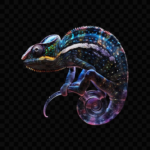 PSD um lagarto colorido com um fundo colorido com as palavras 