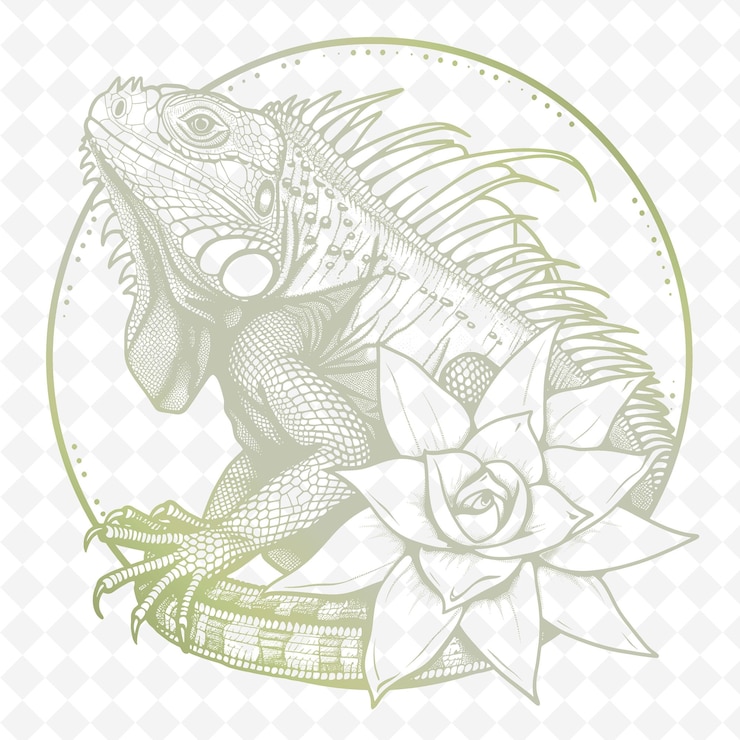 PSD um lagarto com uma flor no centro dele