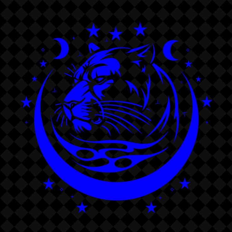 PSD um leão e um leão estão na lua e nas estrelas
