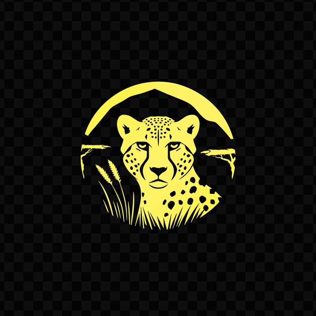 PSD um leopardo na grama com um fundo amarelo