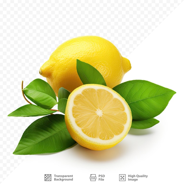 Um limão com folhas verdes e um limão nele.