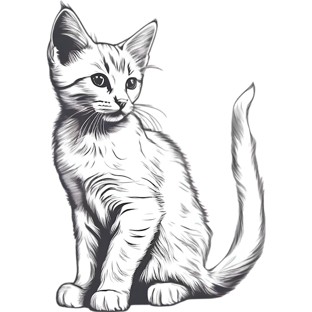 PSD um lindo desenho de gatinho desenho de um gatinho em estilo minimalista