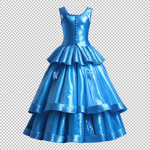 PSD um lindo vestido azul isolado em um fundo transparente.