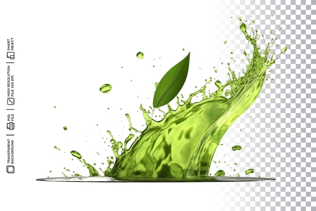 Um líquido verde espirrando no ar