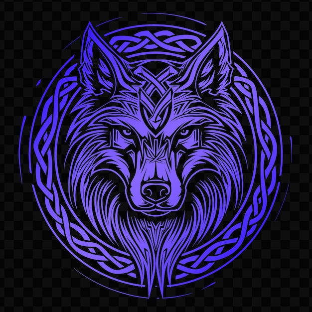 PSD um lobo azul com um padrão da palavra lobo no fundo