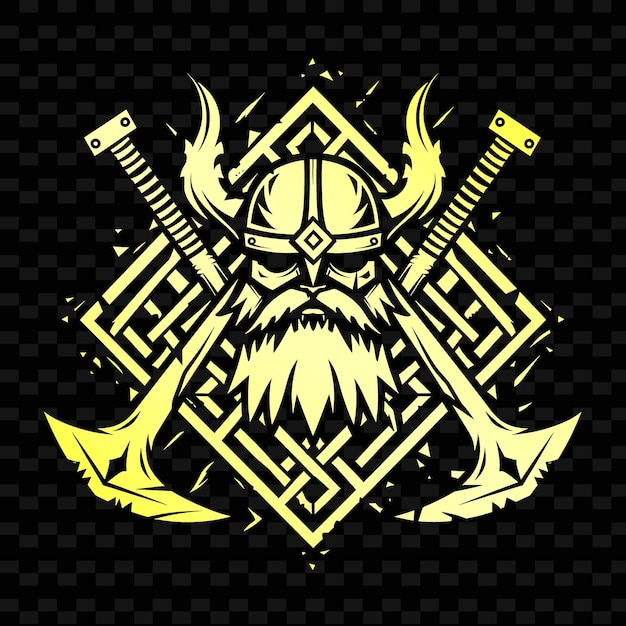 PSD um logotipo amarelo e preto com uma cabeça de dragão e uma cabeça de dragão