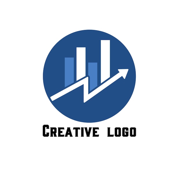 Um logotipo azul e branco com uma flecha apontando para cima
