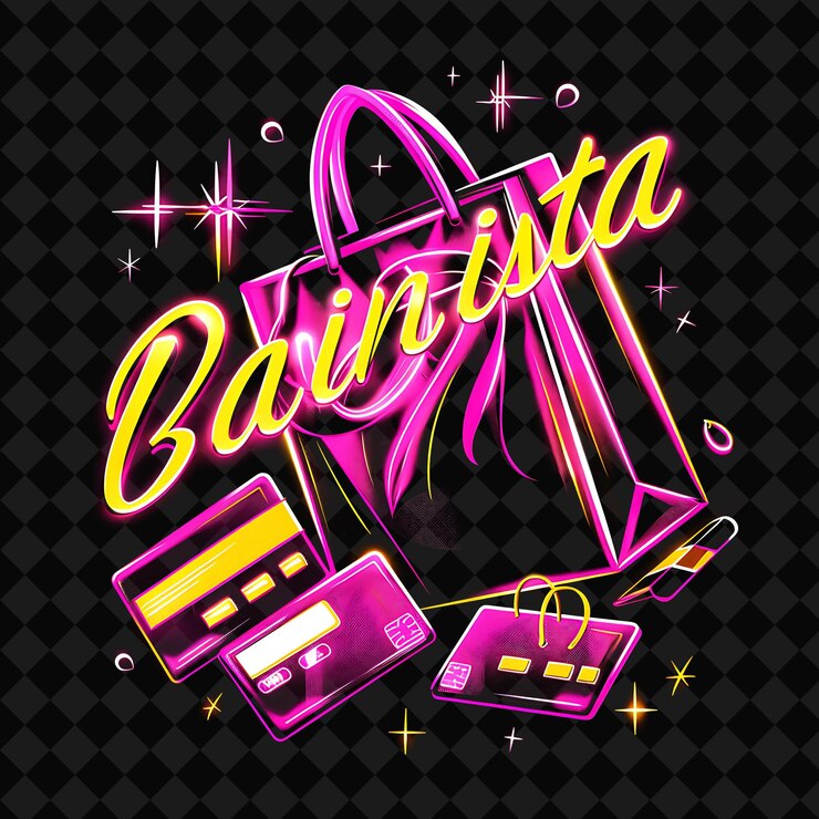 PSD um logotipo colorido para uma barra de churrasco é mostrado com um design rosa e amarelo