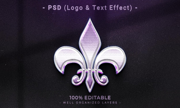 PSD um logotipo de flor de lis e efeito de texto