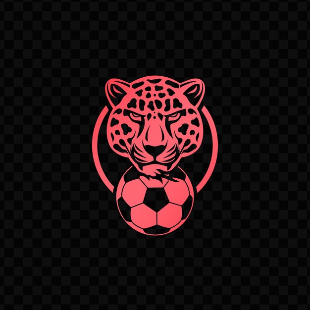 Um logotipo para um leopardo com um fundo vermelho de uma cabeça de leoparda com uma bola de futebol