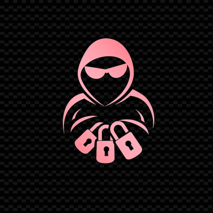 PSD um logotipo rosa e preto para um homem com óculos de sol nele