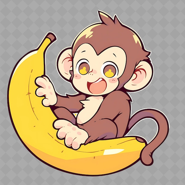 PSD um macaco com uma banana que diz 