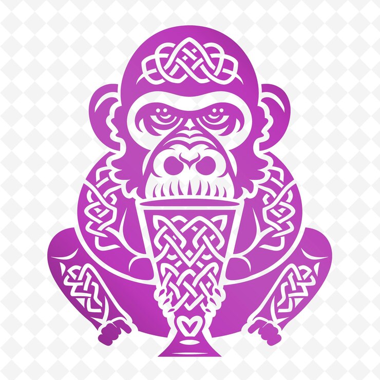 PSD um macaco com uma coroa na cabeça