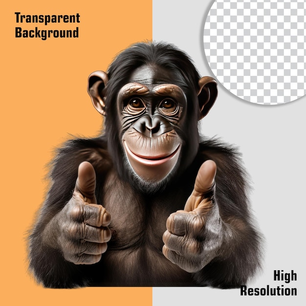 PSD um macaco dando um polegar para cima isolado em fundo transparente png