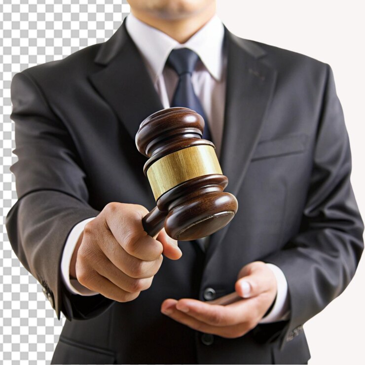 PSD um martelo de juiz em fundo transparente