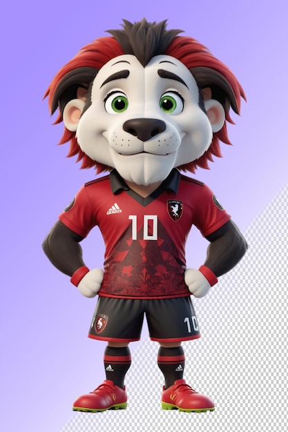 PSD um mascote para uma equipe de futebol com uma camisa que diz 10