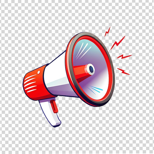 um megafone com uma imagem vermelha e azul de um alto-falante