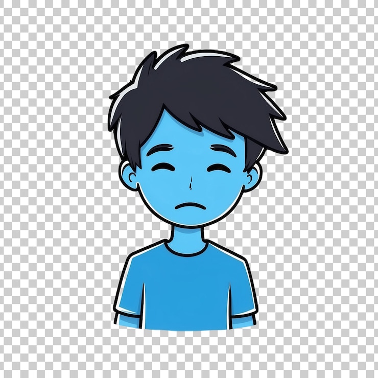 PSD um menino com uma camisa azul no rosto