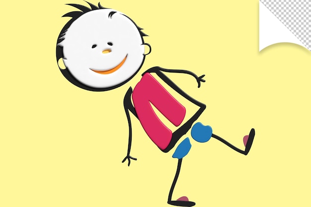 Um menino com uma letra a no peito é mostrado em um fundo amarelo.