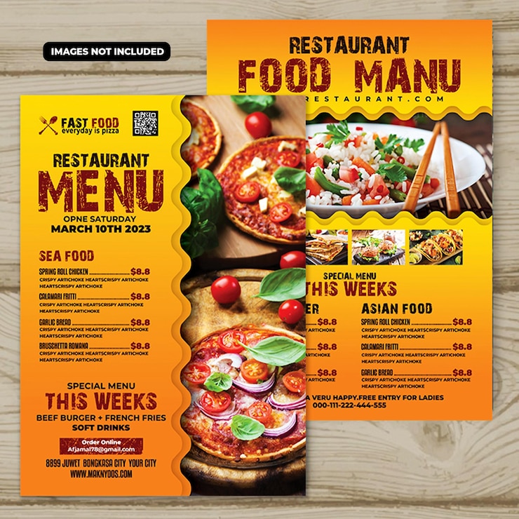 PSD um menu para o restaurante que é para o menu
