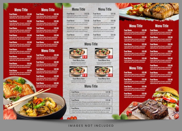 PSD um menu para um restaurante aberto ao menu.