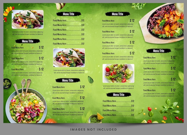 PSD um menu para um restaurante que contém as palavras 