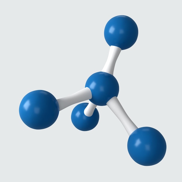 PSD um modelo branco e azul de uma estrutura molecular