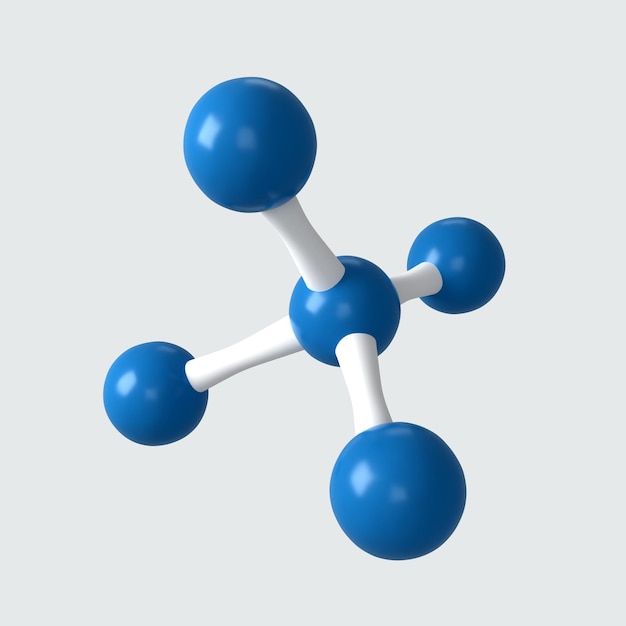 Um modelo branco e azul de uma estrutura molecular