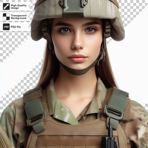 PSD um modelo com um modelo de um modelo feminino em um uniforme militar
