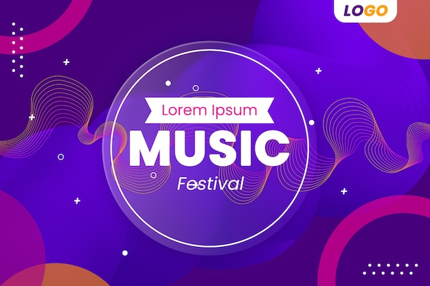 Um modelo de bandeira de festival de música com fundo colorido