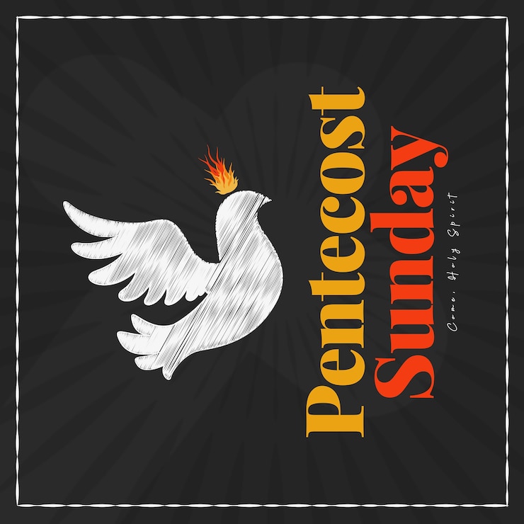 PSD um modelo de postagem do instagram de mídia social para domingo branco e domingo de pentecostes com uma cruz nele