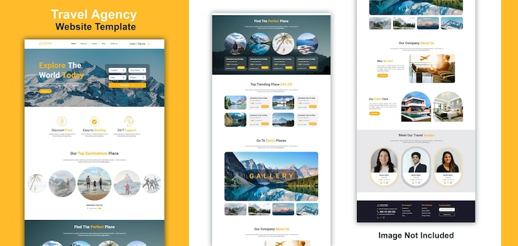 PSD um modelo de site responsivo para empresas de agências de viagens e turismo
