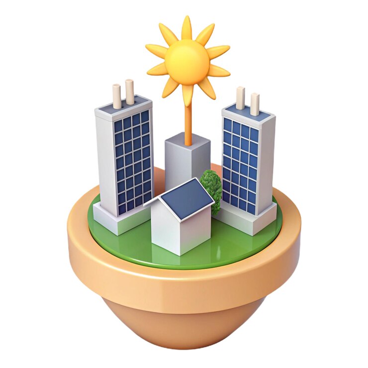 PSD um modelo de um edifício com um sol no topo