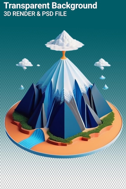 PSD um modelo de uma montanha com uma pirâmide nele