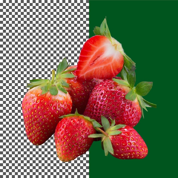 um monte de morangos morangos suculentos com folhas verdes em fundo transparente png psd